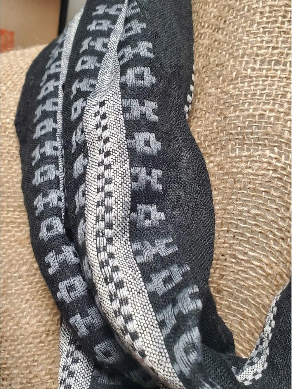 Boho Geometric Mixed-Pattern Infinity Scarf